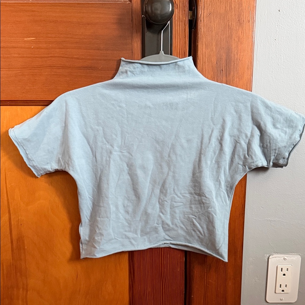 SKIMS Light Blue Mock Neck Crop Top